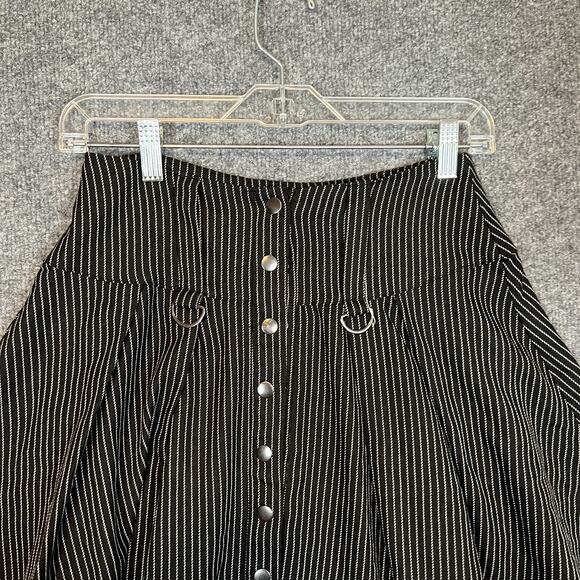 Hot Topic Skirt Womens Small Black Mini Striped Grunge Grommets Snaps Punk Goth - Picture 3 of 7